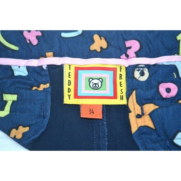 TEDDY FRESH Men's Flat Front Khaki / Chino Cropped Pants SIZE 34/25 Navy Blue - Picture 8 of 9